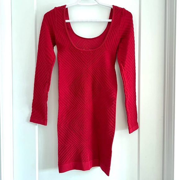 BCBG Generation Red Textured Bodycon Dress - Picture 2 of 4